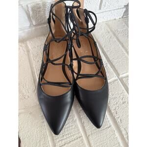 Jessica Simpson Black Pointed Toe Lace-Up Flats Women’s Size 7 – NEW